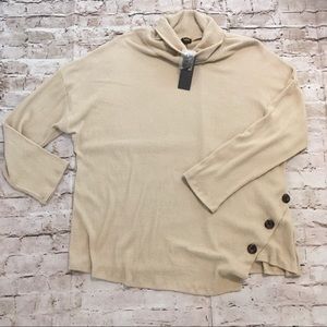 NWT Lee Long sleeve cowl neck cream detailed sweater